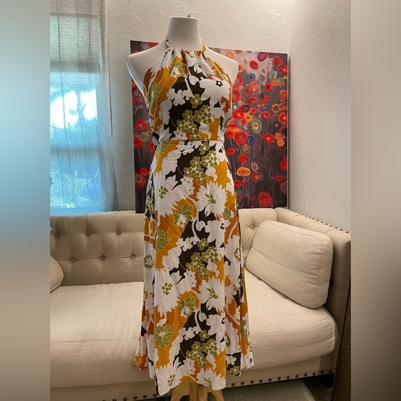 NWOT FAITHFULL THE BRAND Taormina Halter Neck Midi Dress In Floral size L - Picture 2 of 11